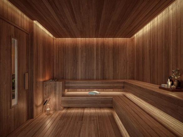 Sauna seca do empreendimento Alves Pinheiros em São Paulo