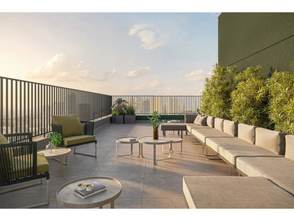 Sky lounge com mirante do empreendimento Alves Pinheiros em São Paulo