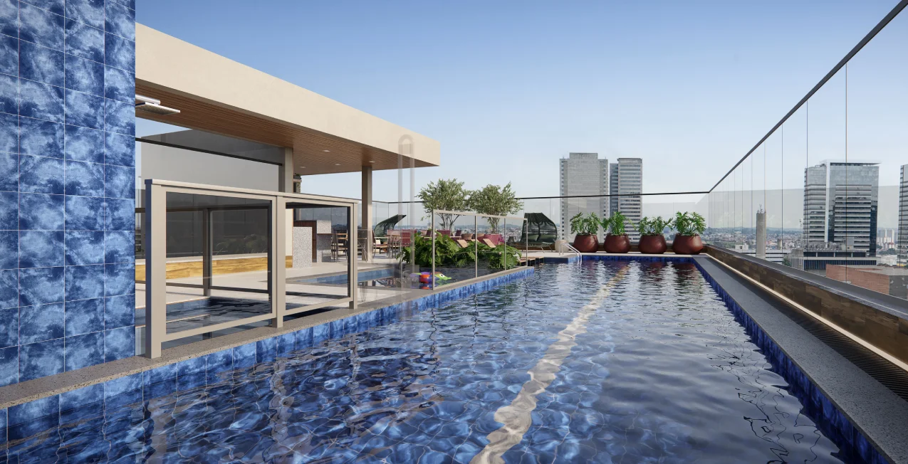 Amaz Alphaville — piscina do rooftop Imagem oficial do piscina do rooftop do Amaz Alphaville