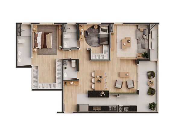 Desenho oficial da planta 120 m² ampliada bloco A final 2 do Amaz Alphaville