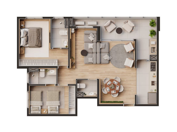 Desenho oficial da planta 90 m² ampliada bloco B final 2 do Amaz Alphaville