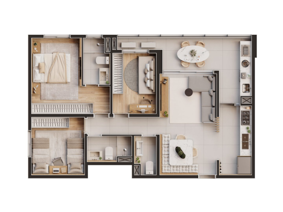 Desenho oficial da planta 90 m² bloco A final 3 do Amaz Alphaville