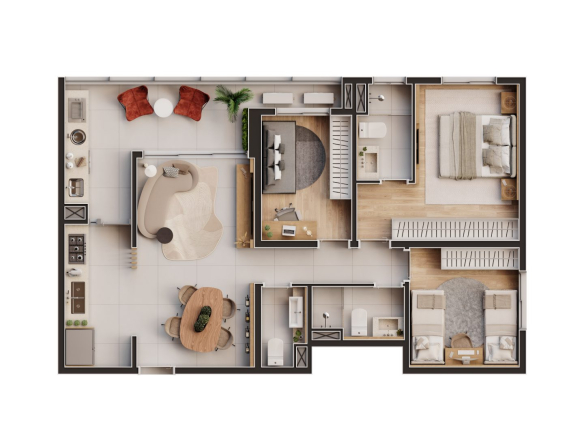 Desenho oficial da planta 90 m² bloco B final 3 do Amaz Alphaville