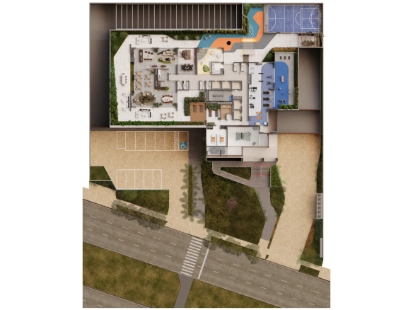Desenho oficial da planta cobertura pavimento de lazer do Amaz Alphaville