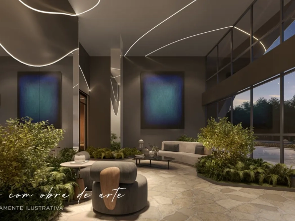 Lobby com obra de arte do Art Design Residence