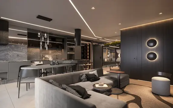 Planta decorada de 58 m² do Art Design Residence