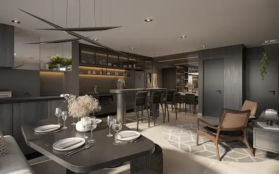 Planta decorada de 79 m² do Art Design Residence