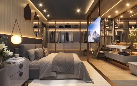 Planta de 90 m² com três suítes do Art Design Residence