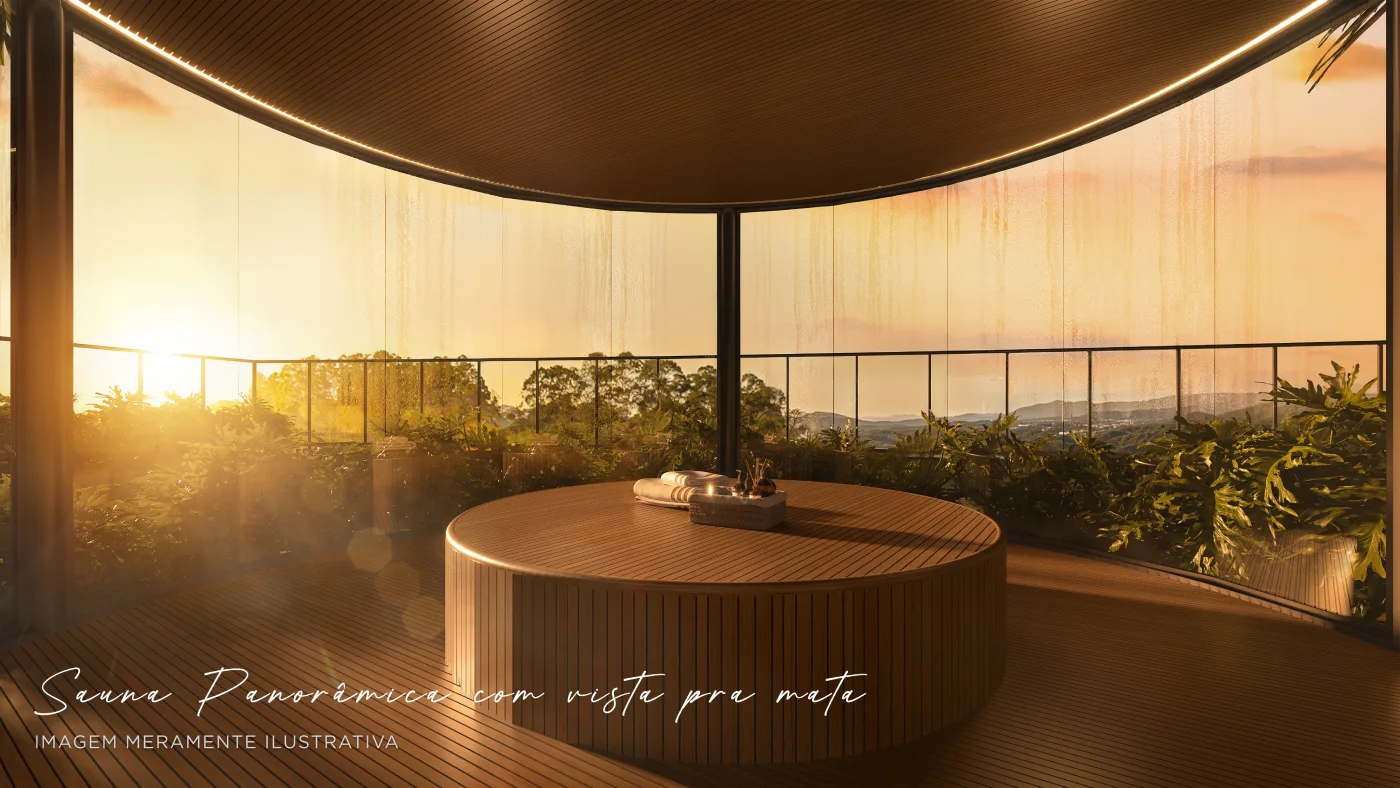 Art Design Residence – sauna panorâmica – Atendimento Especializado (11) 4237-8776 | 98026-0864 Sauna panorâmica com vista para a mata do Art Design Residence
