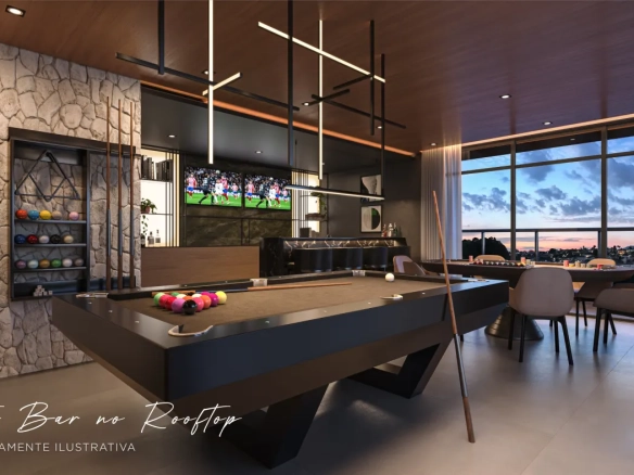 Sports bar no rooftop do Art Design Residence