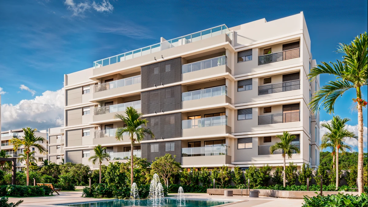 Fachada contemporânea do Aura Tamboré, anúncio de 150 m²
