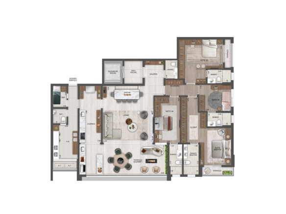 Château Jardin 215 m2 — Planta Harmonie 215 m² com 4 suítes