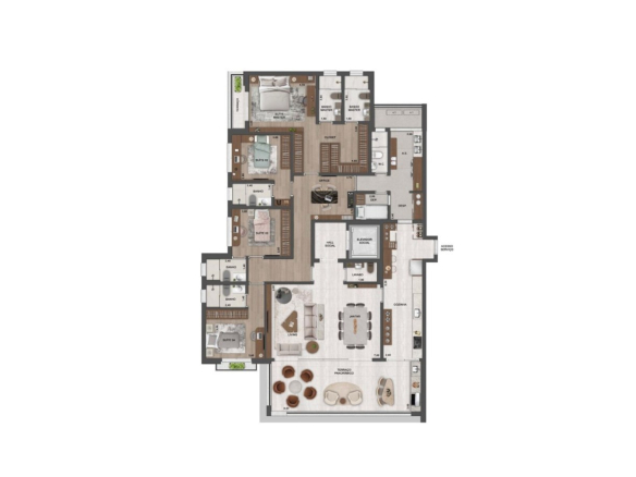 Château Jardin 248 m2 — Planta Harmonie 248 m² com 4 suítes