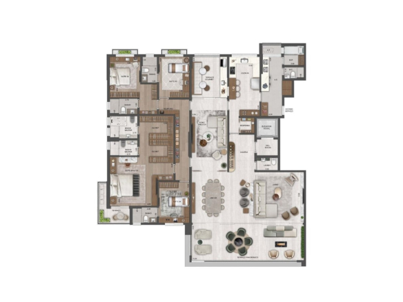 Château Jardin 355 m2 — Planta Lumière 355 m² com 4 suítes