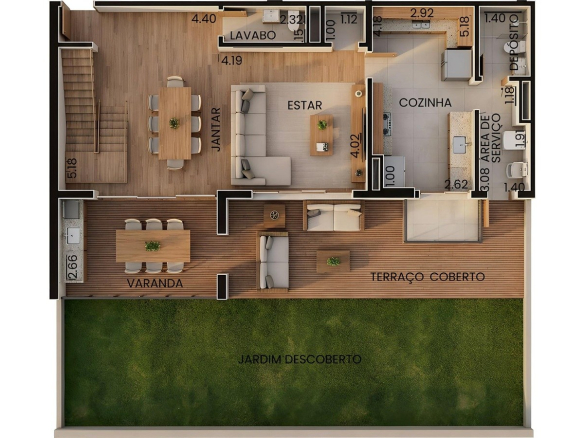 Dellagio Alphaville 190 m2 — Garden duplex 190 m² - Pavimento inferior