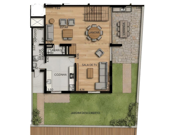 Dellagio Alphaville 269 m2 — Garden duplex 269 m² - Pavimento inferior
