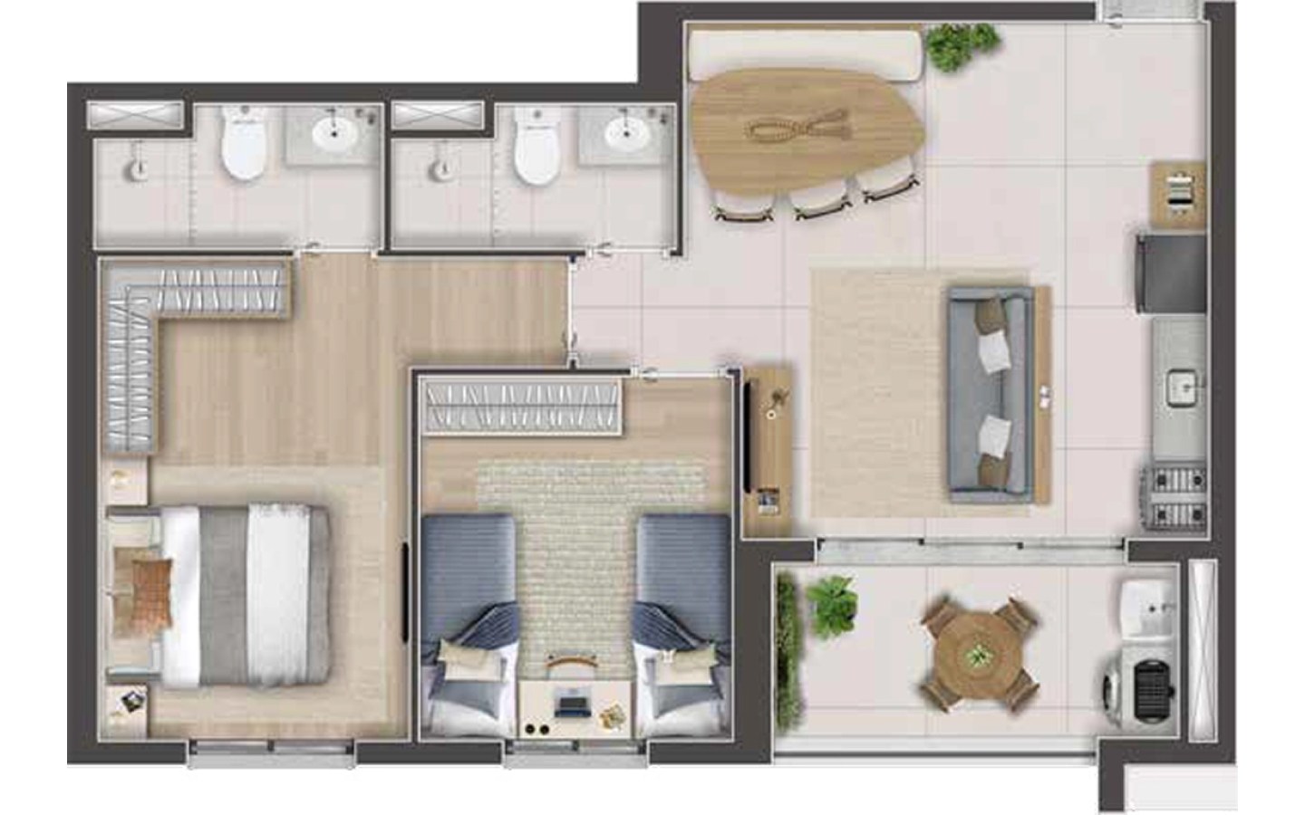 Dom Parque Barueri 58 m2 — Planta Prime 58 m² com 2 dormitórios