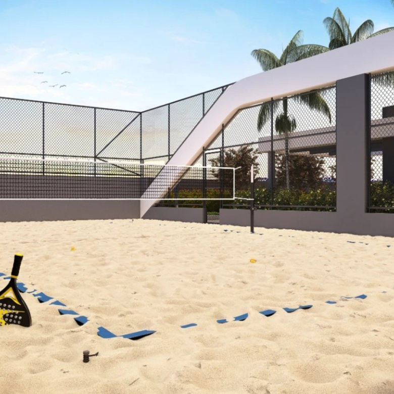 Quadra de beach tennis do Dom Parque Barueri
