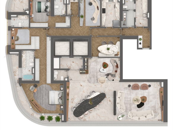 Epic Jardim Europa Design by Pininfarina — planta completa 339 m² opção 1 com 2 suítes