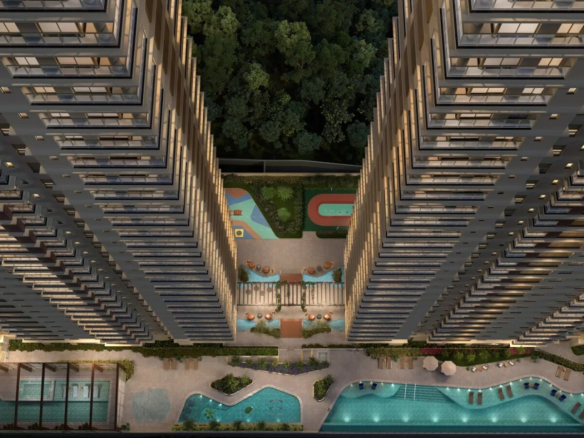 Vista aérea do lazer do Eternity Residence