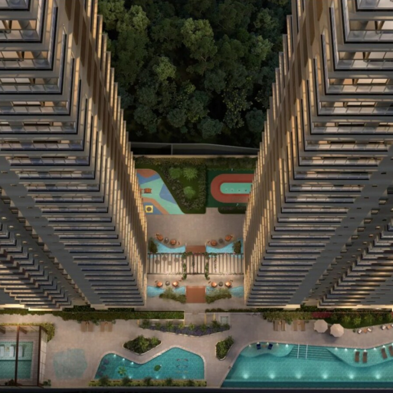 Vista aérea do lazer do Eternity Residence