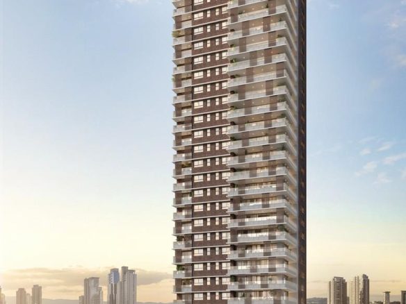 Florà Alphaville — torre completa, perspectiva da fachada frontal