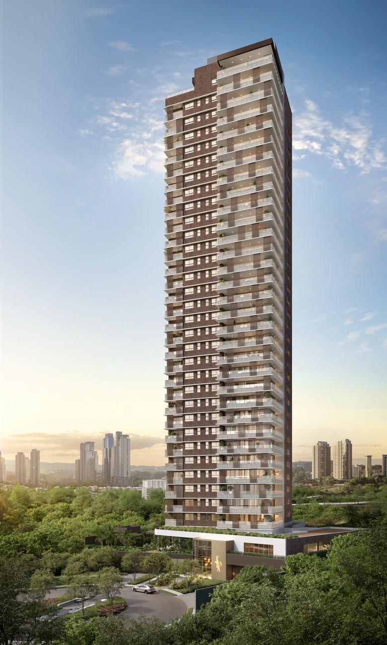Florà Alphaville – torre completa, perspectiva da fachada frontal – Atendimento Especializado (11) 4237-8776 | 98026-0864 Florà Alphaville — torre completa, perspectiva da fachada frontal