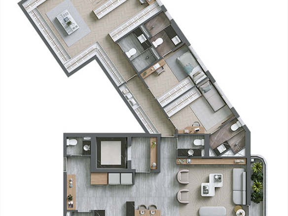 Infinity Alphaville: Planta de 218 m² com três suítes, suíte master ampliada e quatro vagas