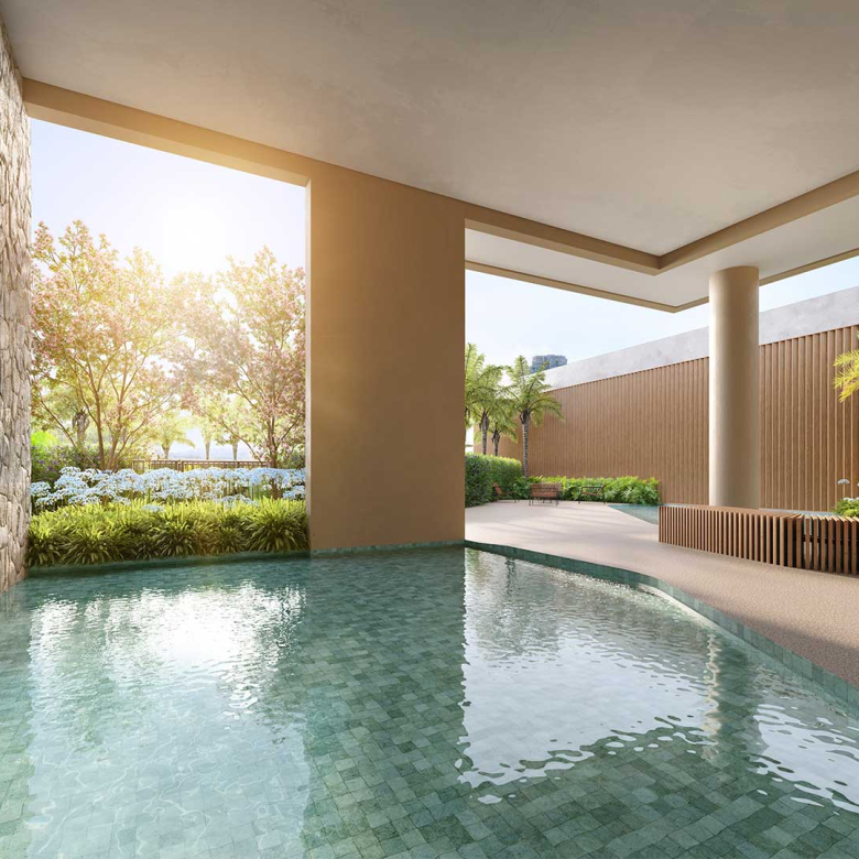 KA’A Home Boutique 130 m2 — hall de entrada do condomínio; perspectiva oficial