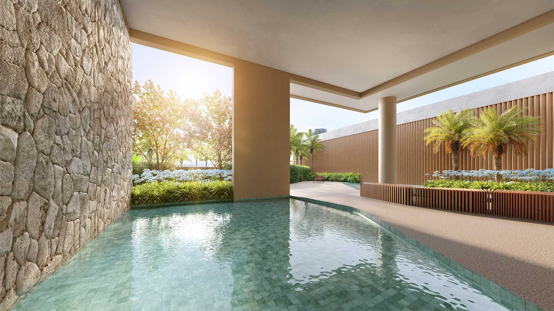 KA’A Home Boutique 130 m2 — hall de entrada do condomínio; perspectiva oficial