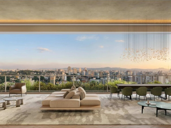 Living do apartamento de 283 m² do La Galerie Moema