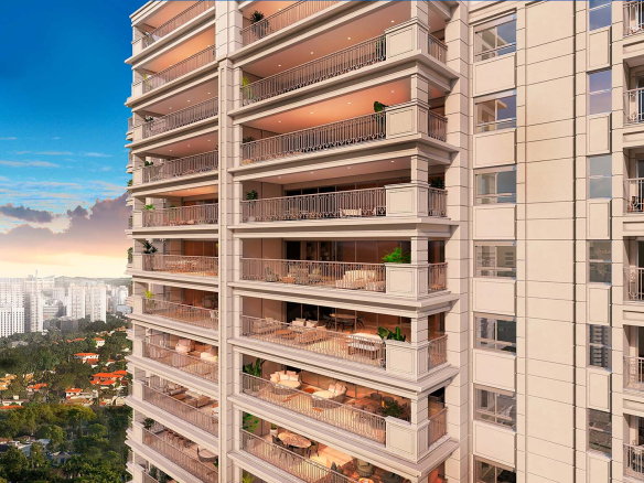 Fachada do Château Jardin, lançamento de 2026 na Cidade Jardim, em São Paulo