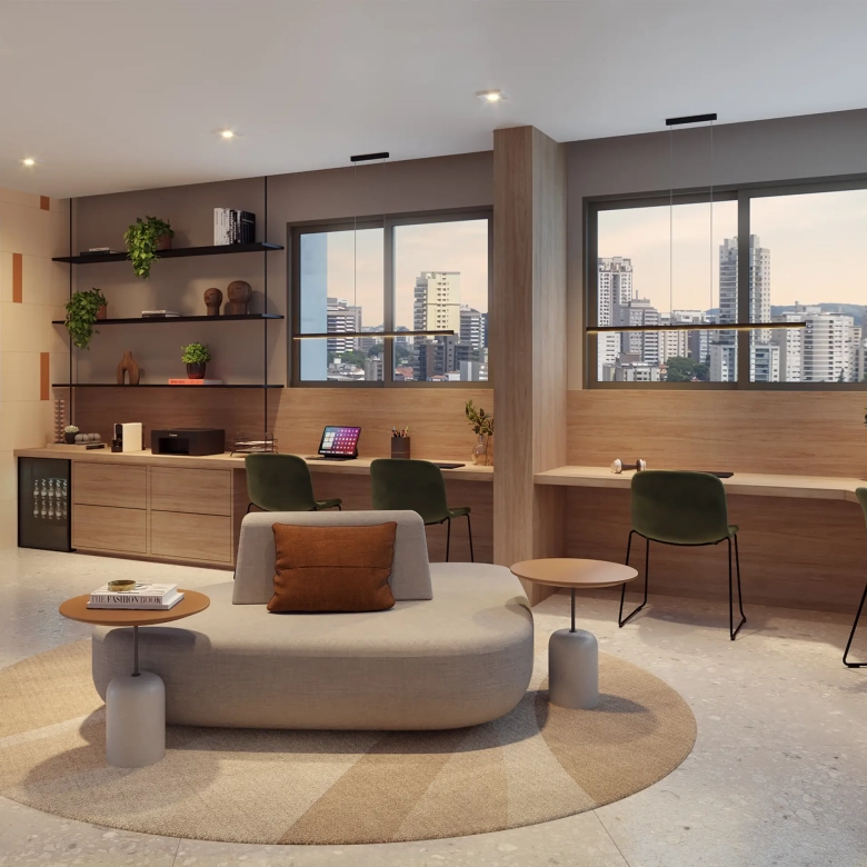 Madart Vila Madalena 24 m2 — coworking do empreendimento, perspectiva oficial