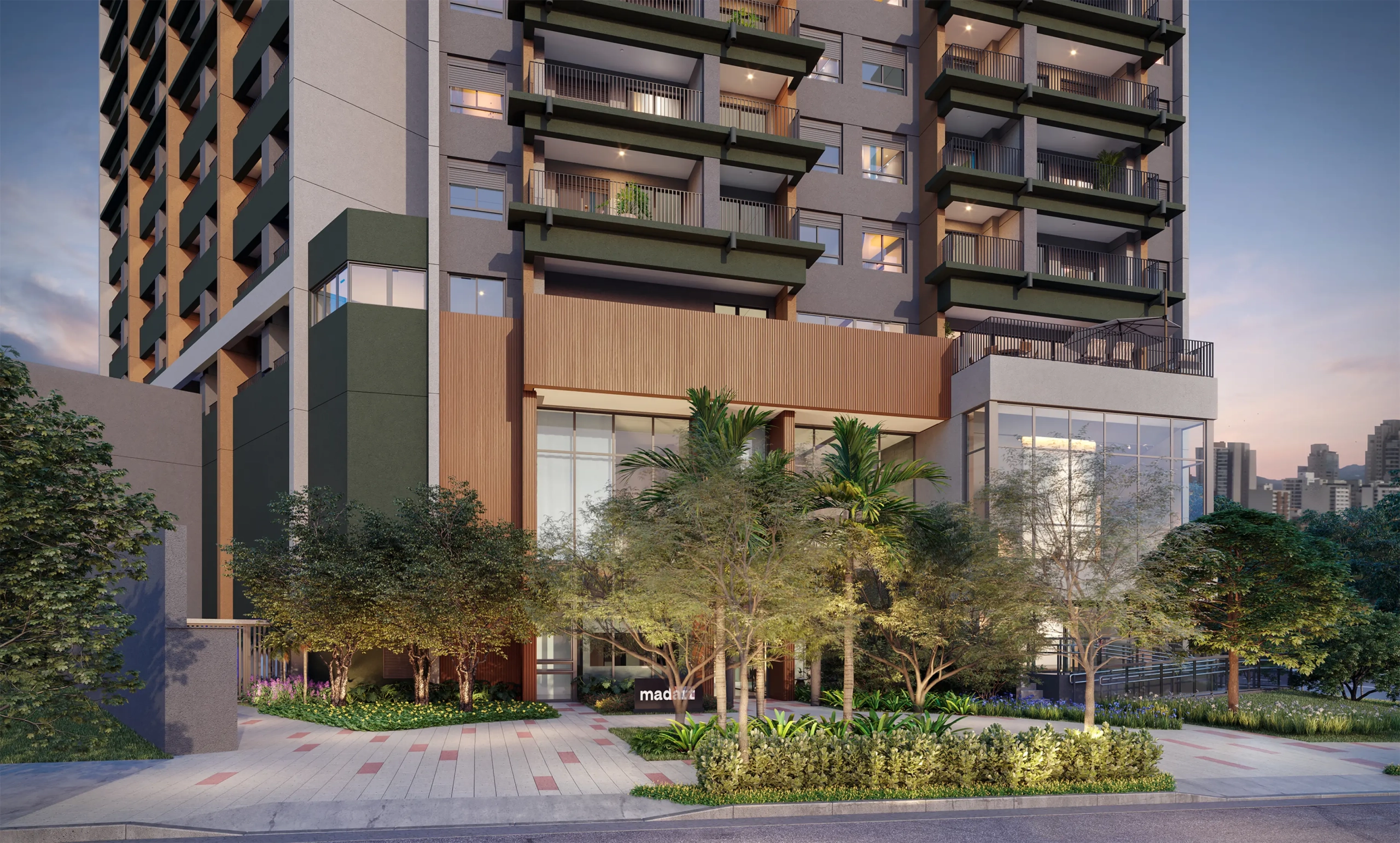Madart Vila Madalena 48 m2 — portaria do condomínio, perspectiva oficial