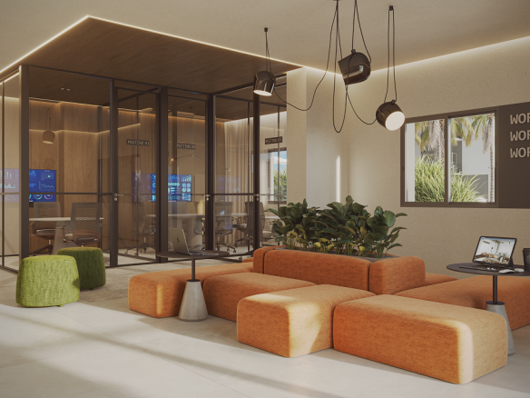 NID Alphaville 107 m2 — coworking — perspectiva oficial da área comum