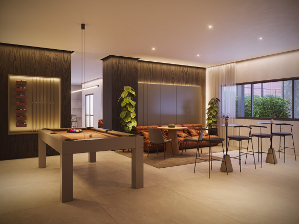 NID Alphaville duplex 153 m2 — Lounge bar do condomínio — perspectiva oficial