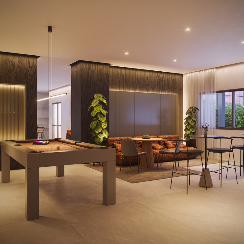 NID Alphaville duplex 153 m2 — Lounge bar do condomínio — perspectiva oficial