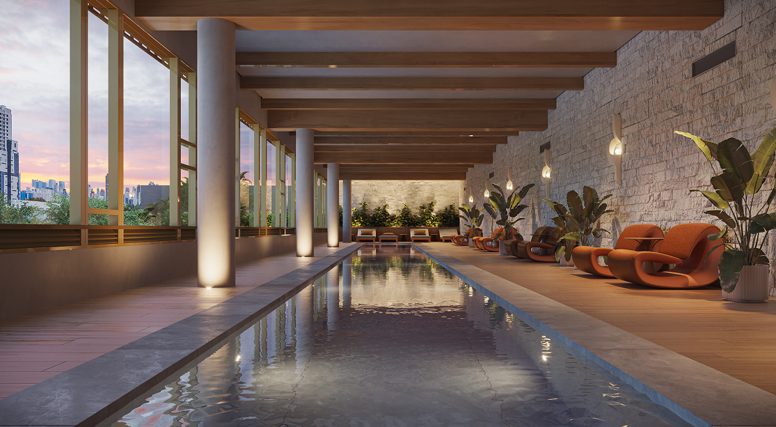 NID Alphaville — Piscina coberta – Perspectiva Ilustrada – NID Alphaville — (11) 4237-8776 | 98026-0864 NID Alphaville duplex 189 m2 — Piscina coberta - Perspectiva Ilustrada - NID Alphaville