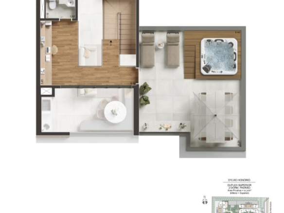 NID Alphaville — Planta duplex 133 m² — pavimento superior — 2 dormitórios padrão