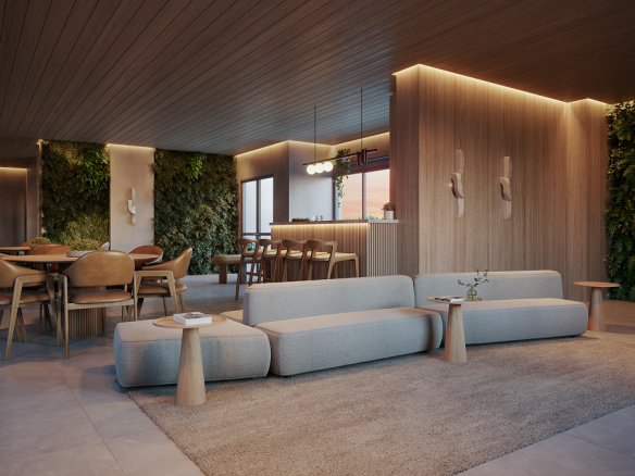 NID Alphaville duplex 130 m2 — salão de festas — perspectiva oficial do condomínio