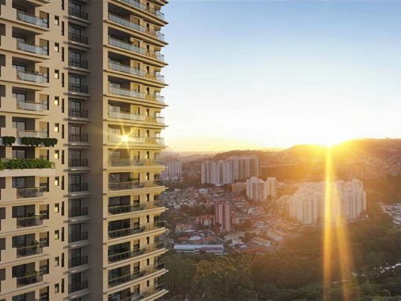 Oásis Home Resort em Alphaville — fachada e vista para a área verde
