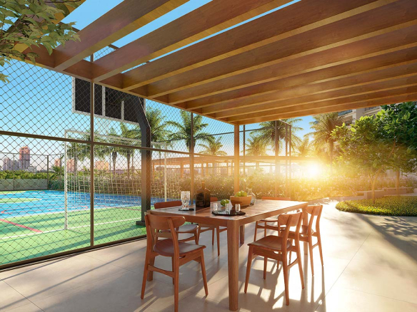Oásis Home Resort — Churrasqueira junto à quadra