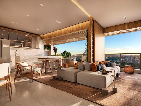 Oásis Home Resort — Living ilustrado do apartamento 114 m²