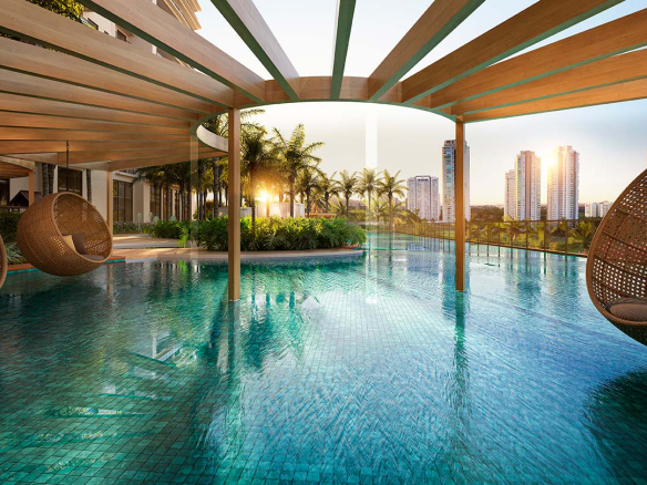 Oásis Home Resort — Piscina com descanso e pergolado