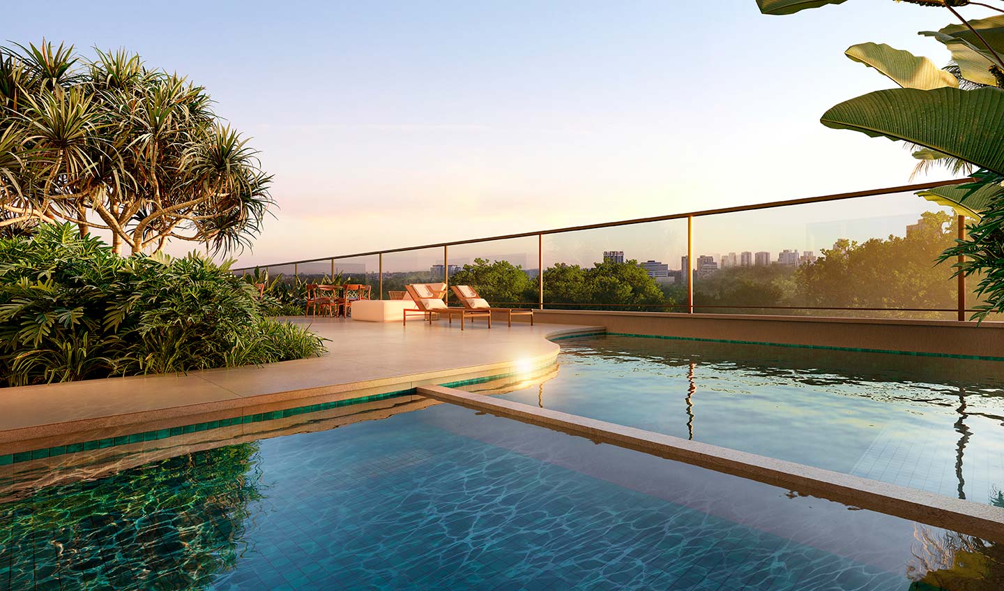 Oásis Home Resort – Piscina privativa do espaço gourmet comum – Atendimento Especializado (11) 4237-8776 | 98026-0864 Oásis Home Resort — Piscina privativa do espaço gourmet comum