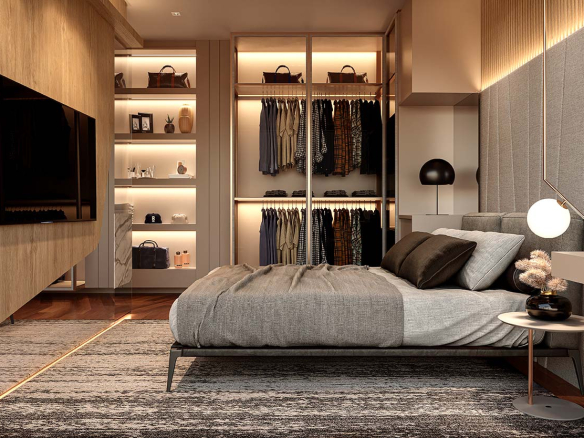Oásis Home Resort — Suíte master ilustrada do apartamento 114 m²