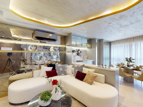 Living do decorado de 77 m² do On The Sky Cyrela by YOO