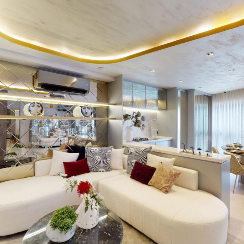 Living do decorado de 77 m² do On The Sky Cyrela by YOO