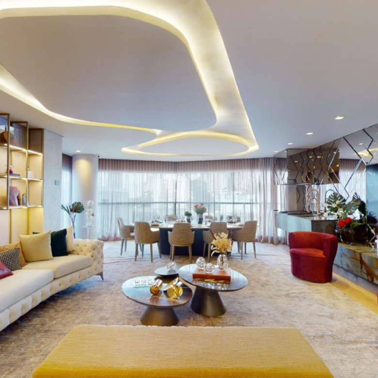 Living do decorado de 161 m² do On The Sky Cyrela by YOO