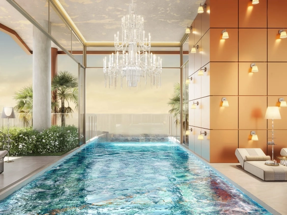 On The Sky Cyrela by YOO — Perspectiva Ilustrada da Indoor Swimming Pool (acesso exclusivo às unidades do subcondomínio Residences)